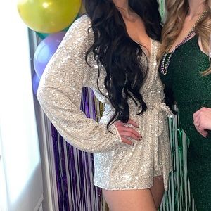 Gold sequin romper